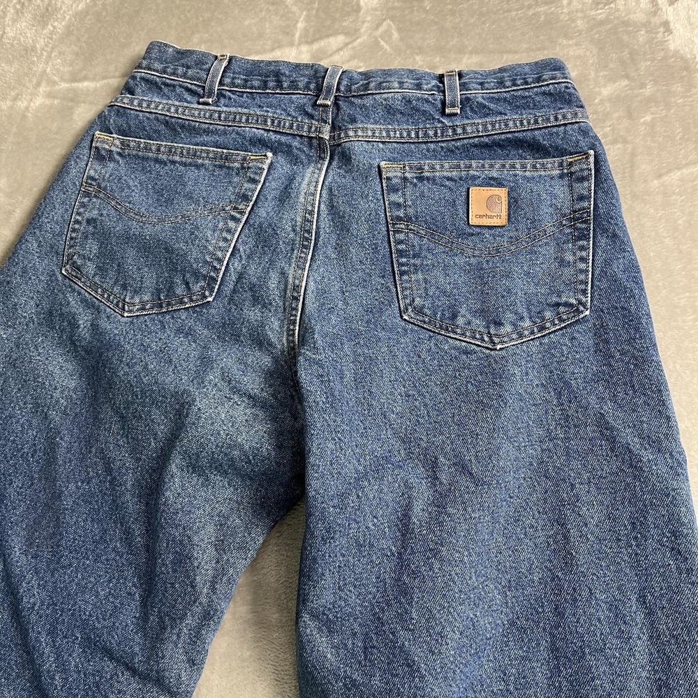 Carhartt Jeans Mens 32x36 Blue Flannel Lined Relaxed Fit B172 DST Denim Workwear